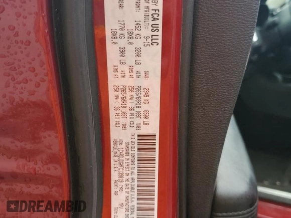 2015 Dodge Durango Limited with VIN 1C4RDJDG0FC139819, listed as a Copart auction lot 59360945 with 97,009 mi miles and Salvage title. Bid and sale history available at DreamBid. Image 13.