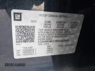 2019 Chevrolet Suburban LT z VIN 1GNSKHKC0KR203405, wystawiony jako IAAI lot #42393200 z przebiegiem 109 211 mil mil oraz . Historia ofert i sprzedaży dostępna na DreamBid. Obrazek 9.