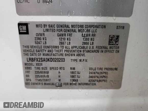 2019 Buick Envision Essence with VIN LRBFX2SA0KD020203, listed as a Copart auction lot 54196365 with 84,358 mi miles and Clean Title. Bid and sale history available at carsss.com. Image 13.