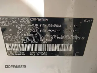 2017 Toyota RAV4 Hybrid Limited with VIN JTMDJREV4HD110724, listed as a IAAI auction lot 42141585 with 80,671 mi miles. Bid and sale history available at carsss.com. Image 9.