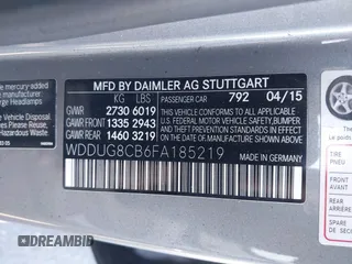 2015 Mercedes-Benz S-Class S 550 with VIN WDDUG8CB6FA185219, listed as a IAAI auction lot 41331211 with 1 mi miles. Bid and sale history available at carsss.com. Image 9.
