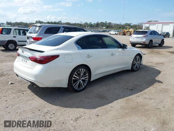 2020 Infiniti Q50 Luxe with VIN JN1EV7AP8LM200846, listed as a IAAI auction lot 41561135 with 45,569 mi miles and . Bid and sale history available at DreamBid. Image 4.