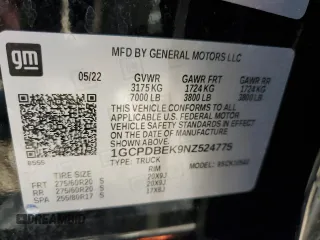 2022 Chevrolet Silverado 1500 Custom with VIN 1GCPDBEK9NZ524775, listed as a Copart auction lot 48331245 with 23,819 mi miles and Salvage Title. Bid and sale history available at carsss.com. Image 12.