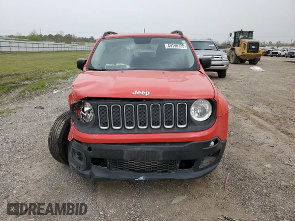 2017 Jeep Renegade Sport with VIN ZACCJAAB3HPF74288, listed as a Copart auction lot 49196735 with 42,468 mi miles and Salvage Title. Bid and sale history available at DreamBid. Image 5.