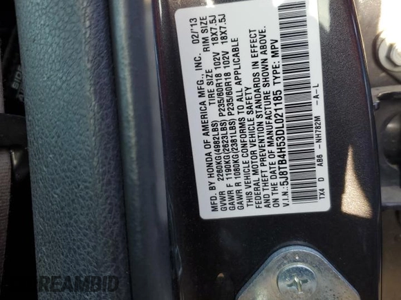 2013 Acura RDX Technology with VIN 5J8TB4H53DL021185, listed as a Copart auction lot 52258465 with 138,425 mi miles and Salvage Title. Bid and sale history available at DreamBid. Image 13.