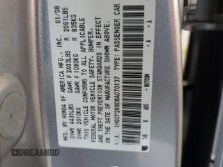 2008 Honda Accord EX-L z VIN 1HGCP26808A070137, wystawiony jako Copart lot #57124725 z przebiegiem 119 414 mil mil oraz Szkoda całkowita • Salvage title. Historia ofert i sprzedaży dostępna na DreamBid. Obrazek 12.
