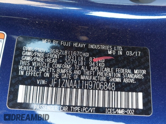 2017 Toyota 86 z VIN JF1ZNAA11H9706848, wystawiony jako IAAI lot #42097158 z przebiegiem 76 251 mil mil oraz . Historia ofert i sprzedaży dostępna na DreamBid. Obrazek 9.