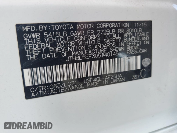 2016 Lexus LS 460 z VIN JTHBL5EF3G5140145, wystawiony jako Copart lot #87555395 z przebiegiem 96 254 mil mil oraz Szkoda całkowita • Salvage title. Historia ofert i sprzedaży dostępna na DreamBid. Obrazek 12.