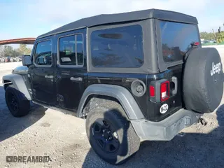 2018 Jeep Wrangler Unlimited Sport S with VIN 1C4HJXDG9JW159307, listed as a IAAI auction lot 41142193 with 57,185 mi miles. Bid and sale history available at carsss.com. Image 3.