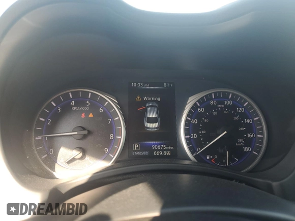 2015 Infiniti Q50 with VIN JN1BV7AP7FM340331, listed as a Copart auction lot 71218624 with 90,675 mi miles and Salvage title. Bid and sale history available at DreamBid. Image 9.