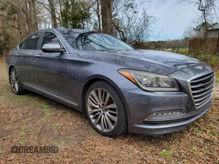 2015 Hyundai Genesis 5.0L with VIN KMHGN4JF8FU082535, listed as a IAAI auction lot 41768435 with 101,003 mi miles. Bid and sale history available at carsss.com. Image 1.