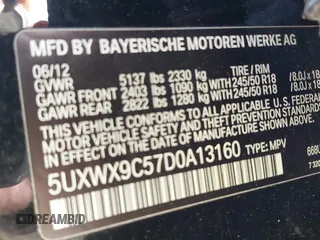 2013 BMW X3 xDrive28i with VIN 5UXWX9C57D0A13160, listed as a IAAI auction lot 42001594 with 140,630 mi miles. Bid and sale history available at carsss.com. Image 9.