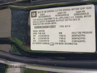 2006 Hummer H2 with VIN 5GRGN23U66H120601, listed as a IAAI auction lot 41524634 with 155,003 mi miles. Bid and sale history available at carsss.com. Image 9.
