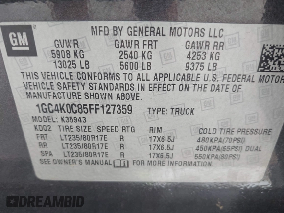 2015 Chevrolet Silverado 3500HD LTZ z VIN 1GC4K0C85FF127359, wystawiony jako IAAI lot #42252408 z przebiegiem 273 905 mil mil oraz . Historia ofert i sprzedaży dostępna na DreamBid. Obrazek 9.