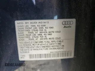 2013 Audi Q7 3.0L TDI Prestige with VIN WA1VMAFE3DD014213, listed as a Copart auction lot 81576444 with 139,458 mi miles and Salvage Title. Bid and sale history available at carsss.com. Image 13.