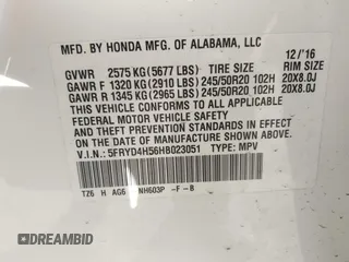 2017 Acura MDX w/Technology Pkg with VIN 5FRYD4H56HB023051, listed as a IAAI auction lot 41893936 with 109,546 mi miles. Bid and sale history available at carsss.com. Image 9.
