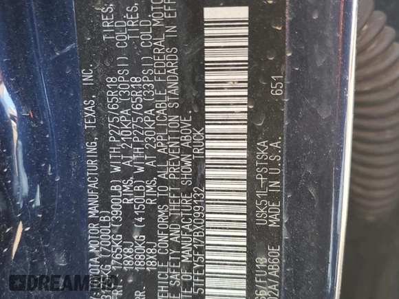 2011 Toyota Tundra z VIN 5TFEY5F17BX099132, wystawiony jako Copart lot #49643335 z przebiegiem Nie podano mil oraz Szkoda całkowita • Salvage title. Historia ofert i sprzedaży dostępna na DreamBid. Obrazek 13.