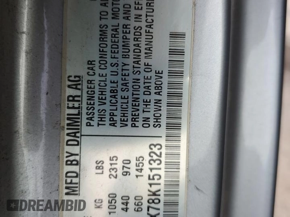 2008 Smart fortwo Pure with VIN WMEEJ31X78K151323, listed as a Copart auction lot 60921075 with 65,738 mi miles and Clean title. Bid and sale history available at DreamBid. Image 12.