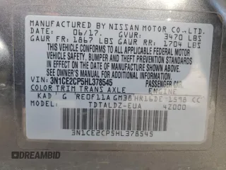 2017 Nissan Note SV z VIN 3N1CE2CP5HL378545, wystawiony jako Copart lot #89282085 z przebiegiem 135 115 mil mil oraz Szkoda całkowita • Salvage title. Historia ofert i sprzedaży dostępna na DreamBid. Obrazek 15.