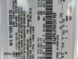 2019 Ford Fusion Hybrid SE with VIN 3FA6P0LU9KR201909, listed as a Copart auction lot 46178173 with 158,652 mi miles. Bid and sale history available at carsss.com. Image 13.