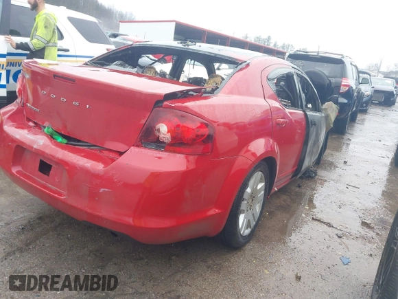 2013 Dodge Avenger SE with VIN 1C3CDZABXDN589108, listed as a IAAI auction lot 41472251 with 124,925 mi miles. Bid and sale history available at carsss.com. Image 4.
