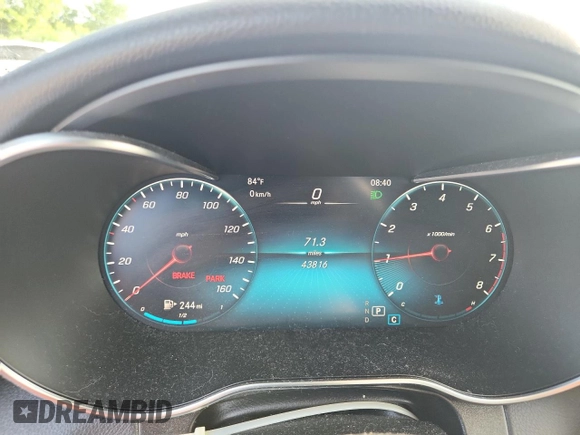 2021 Mercedes-Benz GLC 300 with VIN W1N0G8EB8MF872880, listed as a Copart auction lot 61309195 with 43,816 mi miles and Salvage title. Bid and sale history available at DreamBid. Image 9.