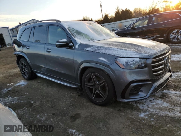 2025 Mercedes-Benz GLS with VIN 4JGFF5KE5SB296098, listed as a Copart auction lot 41367045 with 2,628 mi miles and Salvage Title. Bid and sale history available at carsss.com. Image 4.