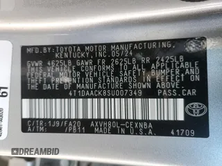 2025 Toyota Camry LE z VIN 4T1DAACK8SU007349, wystawiony jako Copart lot #48939945 z przebiegiem 25 107 mil mil oraz Szkoda całkowita • Salvage title. Historia ofert i sprzedaży dostępna na DreamBid. Obrazek 15.