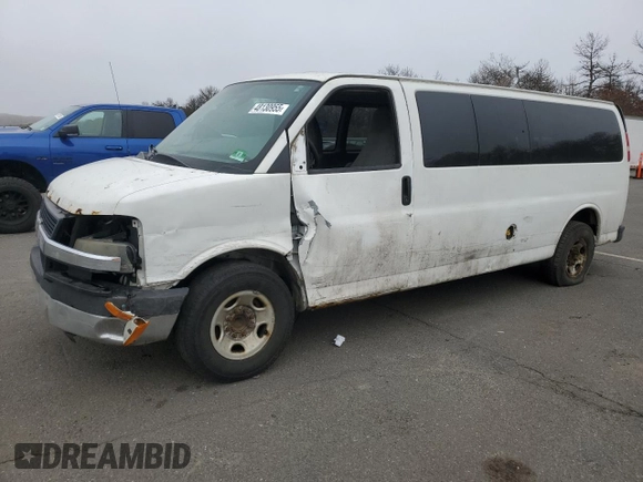 2012 Chevrolet Express Passenger 1LT z VIN 1GAZG1FA6C1175370, wystawiony jako Copart lot #48130955 z przebiegiem 268 170 mil mil oraz Szkoda całkowita • Salvage title. Historia ofert i sprzedaży dostępna na DreamBid. Obrazek 1.