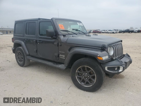 2020 Jeep Wrangler Unlimited Sahara with VIN 1C4HJXENXLW148140, listed as a Copart auction lot 43897435 with 104,411 mi miles and Salvage Title. Bid and sale history available at carsss.com. Image 4.
