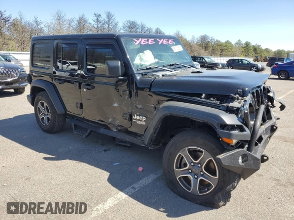 2020 Jeep Wrangler Unlimited Sport S with VIN 1C4HJXDN9LW164413, listed as a Copart auction lot 55100385 with 63,816 mi miles and Salvage title. Bid and sale history available at DreamBid. Image 4.