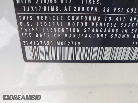 2018 Volkswagen Tiguan S с VIN 3VV1B7AX6JM052719, выставлен на аукционе IAAI как лот 42376937 с пробегом 91 429 миль миль и . История ставок и продаж доступна на DreamBid. Изображение 9.
