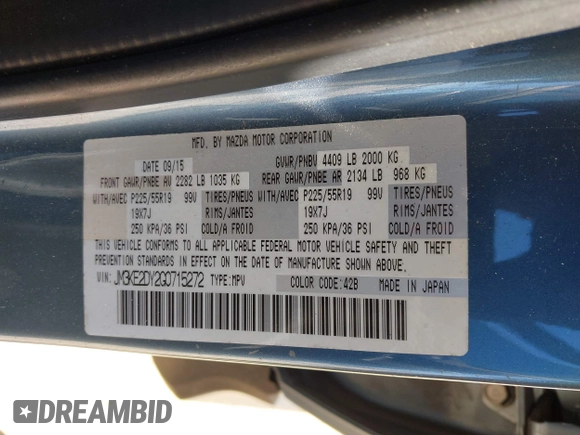 2016 Mazda CX-5 Grand Touring with VIN JM3KE2DY2G0715272, listed as a IAAI auction lot 41590492 with 134,176 mi miles. Bid and sale history available at carsss.com. Image 9.