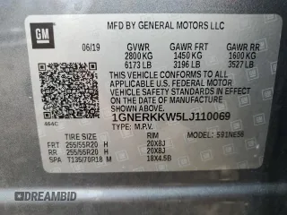 2020 Chevrolet Traverse Premier with VIN 1GNERKKW5LJ110069, listed as a Copart auction lot 62443193 with 41,204 mi miles. Bid and sale history available at carsss.com. Image 14.