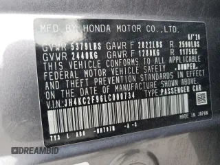 2020 Acura RLX Hybrid Advance Pkg with VIN JH4KC2F96LC000734, listed as a Copart auction lot 53804084 with 0 mi miles. Bid and sale history available at carsss.com. Image 12.