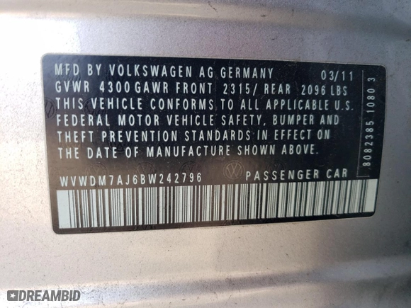2011 Volkswagen Golf TDI with VIN WVWDM7AJ6BW242796, listed as a Copart auction lot 44456455 with 28,446 mi miles and Salvage Title. Bid and sale history available at carsss.com. Image 13.