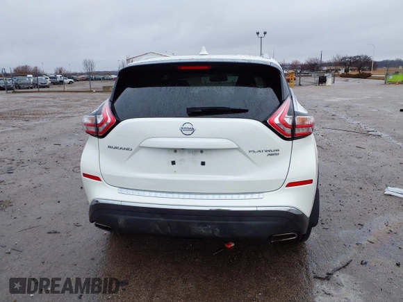 2017 Nissan Murano Platinum z VIN 5N1AZ2MH6HN164756, wystawiony jako IAAI lot #41462574 z przebiegiem 95 401 mil mil oraz . Historia ofert i sprzedaży dostępna na DreamBid. Obrazek 17.