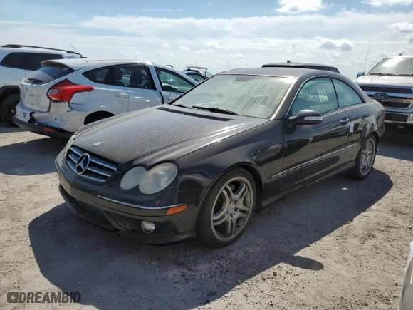 2008 Mercedes-Benz CLK-Class 5.5L with VIN WDBTJ72H88F235405, listed as a Copart auction lot 76230174 with 0 mi miles and Salvage Title. Bid and sale history available at carsss.com. Image 1.