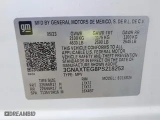 2023 Chevrolet Equinox LT with VIN 3GNAXTEG8PS218253, listed as a IAAI auction lot 41700749 with 28,100 mi miles. Bid and sale history available at carsss.com. Image 9.