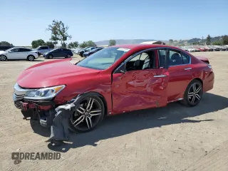 2016 Honda Accord Sport with VIN 1HGCR2F56GA203997, listed as a Copart auction lot 61223795 with 76,042 mi miles and Salvage title. Bid and sale history available at DreamBid. Image 1.