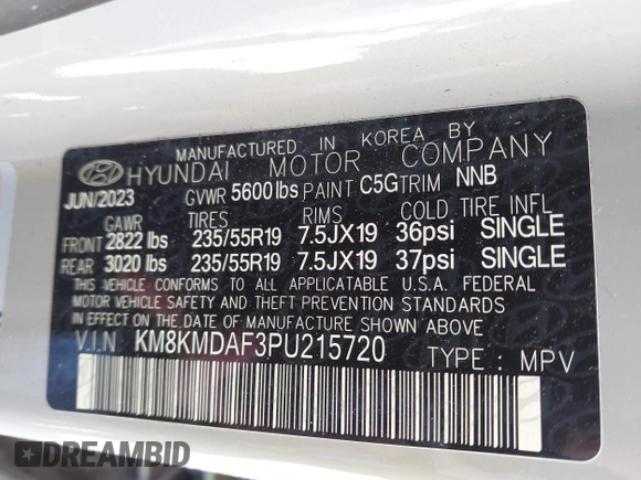 2023 Hyundai Ioniq 5 SE with VIN KM8KMDAF3PU215720, listed as a IAAI auction lot 41634633 with 12,007 mi miles and . Bid and sale history available at DreamBid. Image 9.