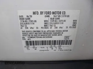 2020 Ford Explorer XLT with VIN 1FMSK7DH4LGC22642, listed as a IAAI auction lot 41932776 with 45,099 mi miles and . Bid and sale history available at carsss.com. Image 9.