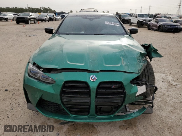 2023 BMW M4 Competition with VIN WBS33AZ03PCL68087, listed as a Copart auction lot 47988205 with 33,398 mi miles and Salvage Title. Bid and sale history available at carsss.com. Image 5.