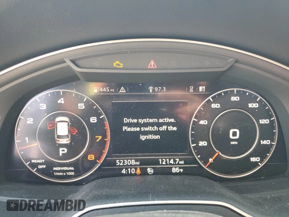 2019 Audi Q7 Prestige with VIN WA1VAAF78KD013548, listed as a Copart auction lot 56485545 with 52,308 mi miles and Salvage title. Bid and sale history available at DreamBid. Image 9.