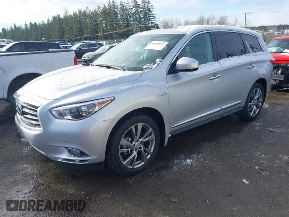 2014 Infiniti QX60 Hybrid with VIN 5N1CL0MN8EC510981, listed as a IAAI auction lot 41488111 with 2,810 mi miles and . Bid and sale history available at DreamBid. Image 2.