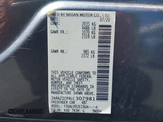 2020 Nissan LEAF SV with VIN 1N4AZ1CP4LC307981, listed as a IAAI auction lot 42068236 with 32,488 mi miles and . Bid and sale history available at DreamBid. Image 9.