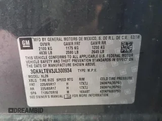 2018 GMC Terrain SLE z VIN 3GKALTEV3JL300934, wystawiony jako Copart lot #57114255 z przebiegiem 183 689 mil mil oraz Tytuł czysty. Historia ofert i sprzedaży dostępna na DreamBid. Obrazek 13.