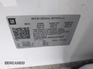2019 GMC Acadia SLT with VIN 1GKKNMLA5KZ124323, listed as a IAAI auction lot 41365526 with 99,992 mi miles. Bid and sale history available at carsss.com. Image 9.