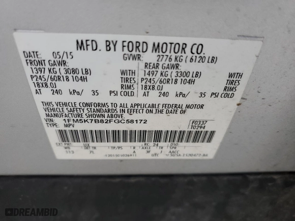 2015 Ford Explorer with VIN 1FM5K7B82FGC58172, listed as a Copart auction lot 44229965 with 200,302 mi miles and Non Repairable. Bid and sale history available at carsss.com. Image 15.