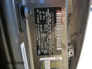 2015 Kia Optima EX with VIN 5XXGN4A72FG404167, listed as a Copart auction lot 53261445 with 156,517 mi miles and Salvage Title. Bid and sale history available at carsss.com. Image 12.